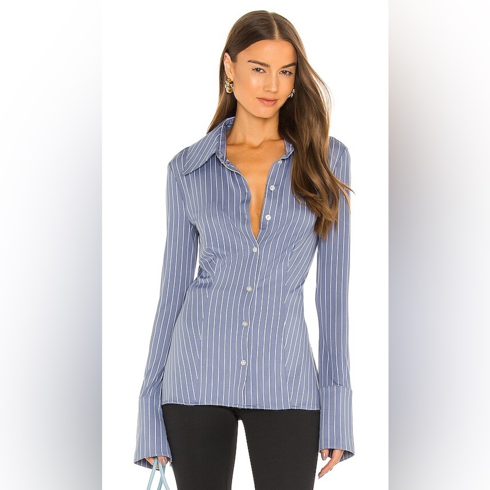 New w/o tag!WeWoreWhat traditional button down tunic in stonewash XS blouse
